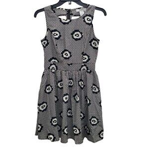 Pinky Women's Y2K White Black Retro Floral Bow Fit n Flare Sleeveless Dress Sz S